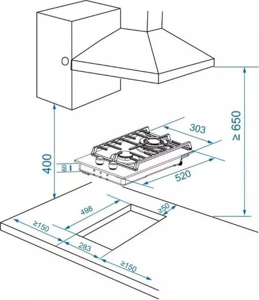 Газовая варочная панель ZORG HAG31 FDW BL- фото2
