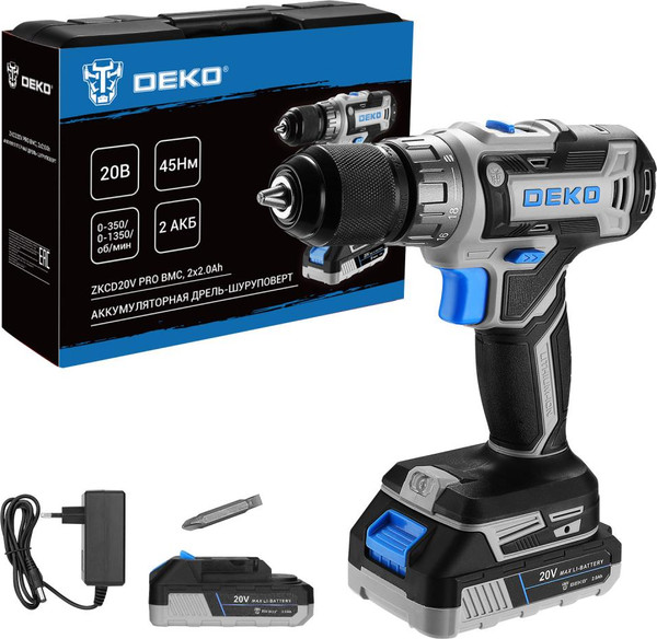 Аккумуляторная дрель-шуруповерт Deko ZKCD20V Pro / 084-1005- фото
