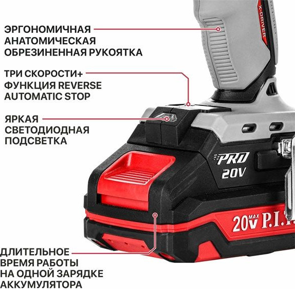 Аккумуляторный шуруповерт P.I.T Impact / PSD20H-230A/1- фото5