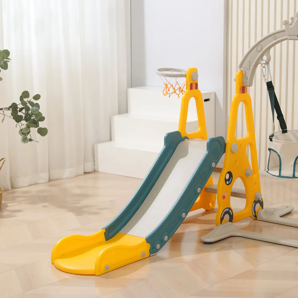 Горка-комплекс UNIX Kids Funny Car с качелями / ppslsw138yel- фото3