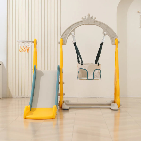 Горка-комплекс UNIX Kids Funny Car с качелями / ppslsw138yel- фото4