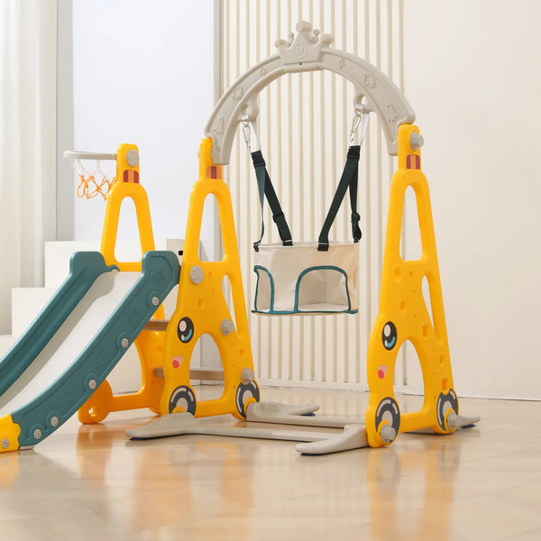 Горка-комплекс UNIX Kids Funny Car с качелями / ppslsw138yel- фото5