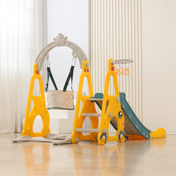 Горка-комплекс UNIX Kids Funny Car с качелями / ppslsw138yel- фото7