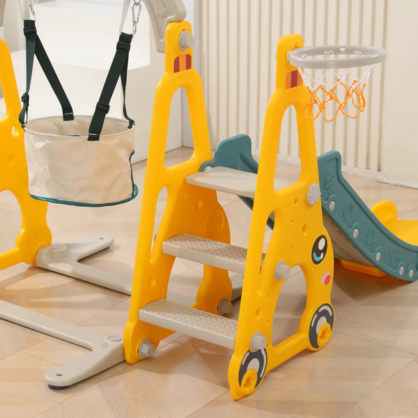 Горка-комплекс UNIX Kids Funny Car с качелями / ppslsw138yel- фото8