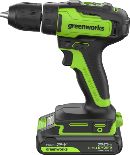 Аккумуляторная дрель-шуруповерт Greenworks GD24DD35 бесщеточная 24V / 3704007CUC- фото2, картинка2 Аккумуляторная дрель-шуруповерт Greenworks GD24DD35 бесщеточная 24V / 3704007CUC- фото2