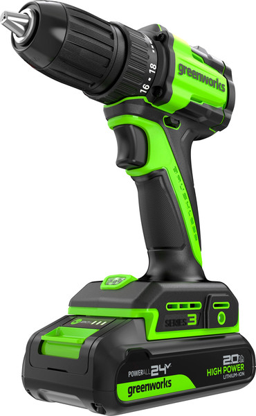 Аккумуляторная дрель-шуруповерт Greenworks DD345 бесщеточная 24V / 3708307CUA- фото, картинка Аккумуляторная дрель-шуруповерт Greenworks DD345 бесщеточная 24V / 3708307CUA- фото