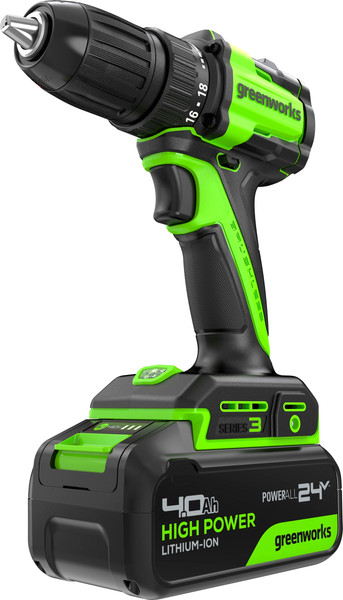 Аккумуляторная дрель-шуруповерт Greenworks DD345 бесщеточная 24V / 3708307CUB- фото, картинка Аккумуляторная дрель-шуруповерт Greenworks DD345 бесщеточная 24V / 3708307CUB- фото