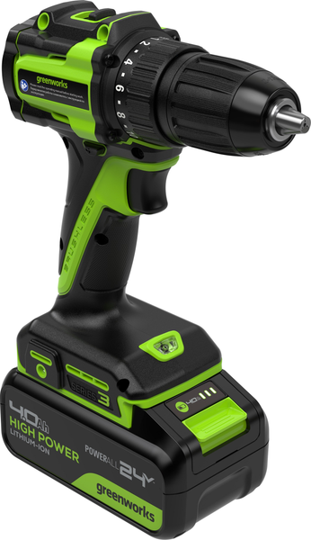 Аккумуляторная дрель-шуруповерт Greenworks DD345 бесщеточная 24V / 3708307CUB- фото2, картинка2 Аккумуляторная дрель-шуруповерт Greenworks DD345 бесщеточная 24V / 3708307CUB- фото2
