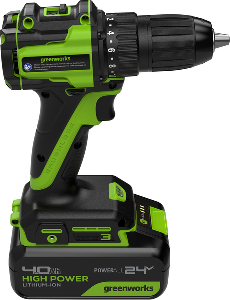 Аккумуляторная дрель-шуруповерт Greenworks DD345 бесщеточная 24V / 3708307CUB- фото4, картинка4 Аккумуляторная дрель-шуруповерт Greenworks DD345 бесщеточная 24V / 3708307CUB- фото4