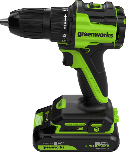 Аккумуляторная дрель-шуруповерт Greenworks DD345 бесщеточная 24V / 3708307CUC- фото8, картинка8 Аккумуляторная дрель-шуруповерт Greenworks DD345 бесщеточная 24V / 3708307CUC- фото8