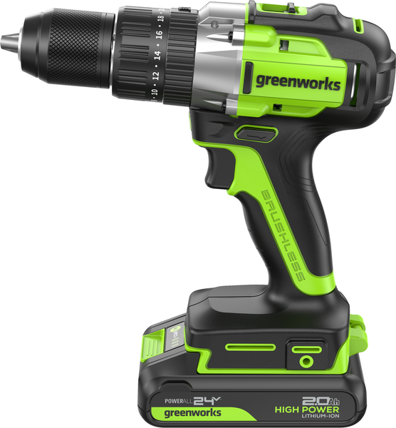 Аккумуляторная дрель-шуруповерт Greenworks GD24DD60 бесщеточная 24V / 3704107CUC- фото9, картинка9 Аккумуляторная дрель-шуруповерт Greenworks GD24DD60 бесщеточная 24V / 3704107CUC- фото9