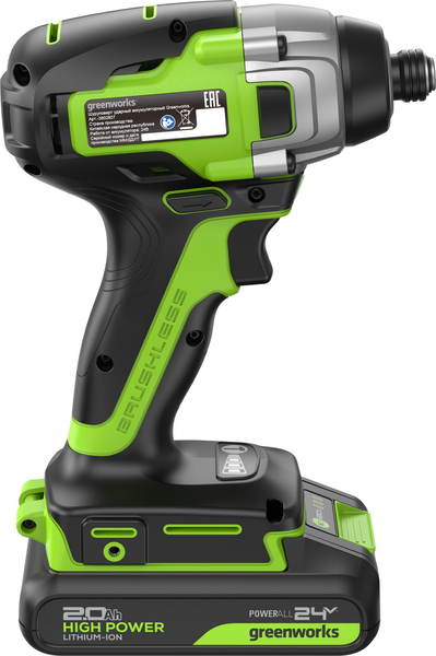 Аккумуляторный шуруповерт Greenworks GD24ID3 бесщеточный 24V / 3802807CUA- фото3, картинка3 Аккумуляторный шуруповерт Greenworks GD24ID3 бесщеточный 24V / 3802807CUA- фото3