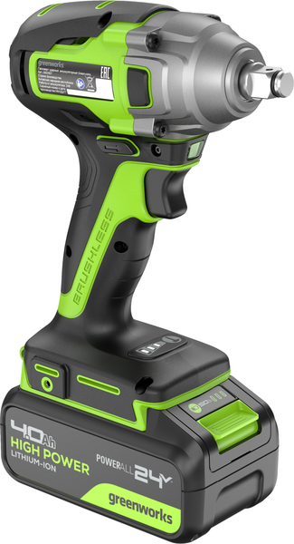 Аккумуляторный гайковерт Greenworks GD24IW400 бесщеточный 24V / 3802907CUB- фото7, картинка7 Аккумуляторный гайковерт Greenworks GD24IW400 бесщеточный 24V / 3802907CUB- фото7