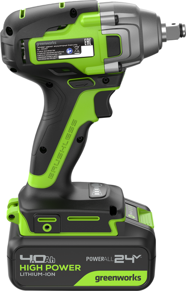 Аккумуляторный гайковерт Greenworks GD24IW400 бесщеточный 24V / 3802907CUB- фото9, картинка9 Аккумуляторный гайковерт Greenworks GD24IW400 бесщеточный 24V / 3802907CUB- фото9