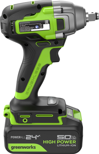 Аккумуляторный гайковерт Greenworks GD24IW400 бесщеточный 24V / 3802907CUG- фото5, картинка5 Аккумуляторный гайковерт Greenworks GD24IW400 бесщеточный 24V / 3802907CUG- фото5