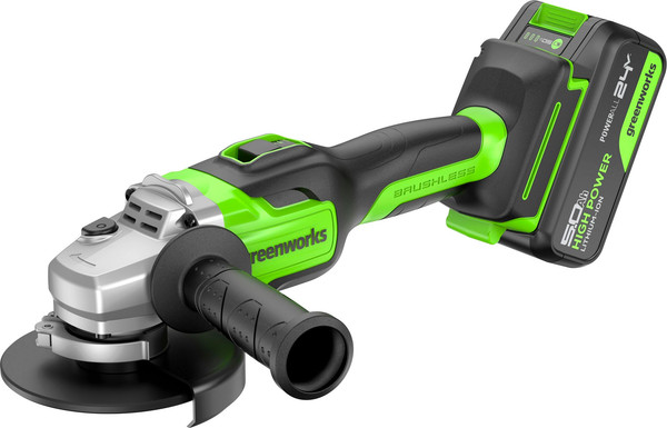 Угловая шлифовальная машина Greenworks GD24AG бесщеточная 24V / 3200207CUG- фото