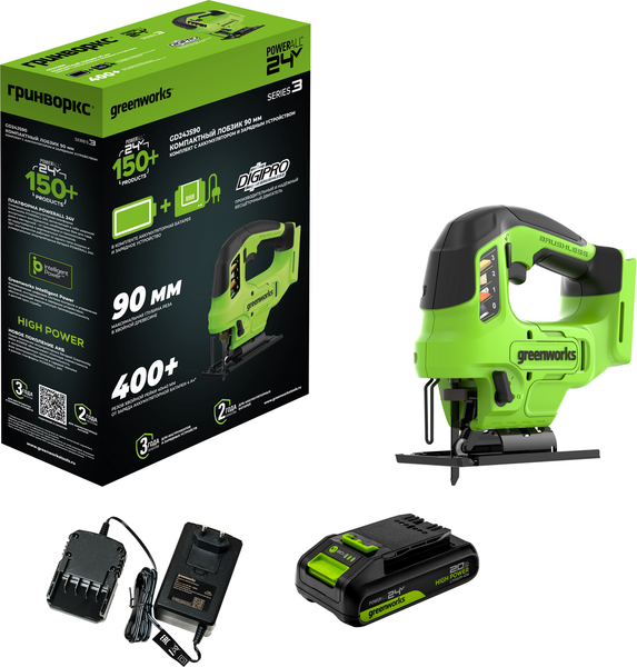 Электролобзик Greenworks GD24JS90 бесщеточный 24V / 3601707CUA- фото2