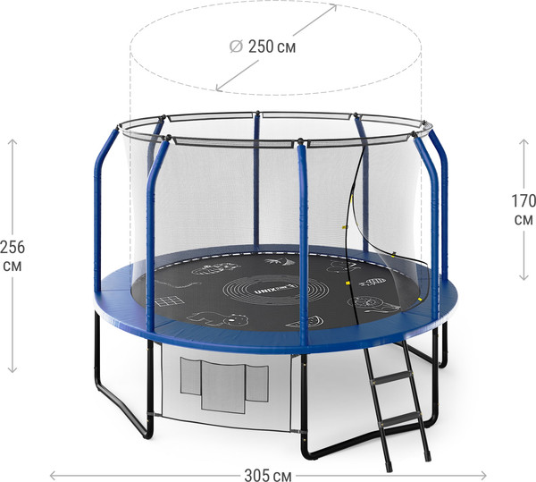 Батут UNIX Line Supreme Game 10ft / trusug10bl (синий)- фото3