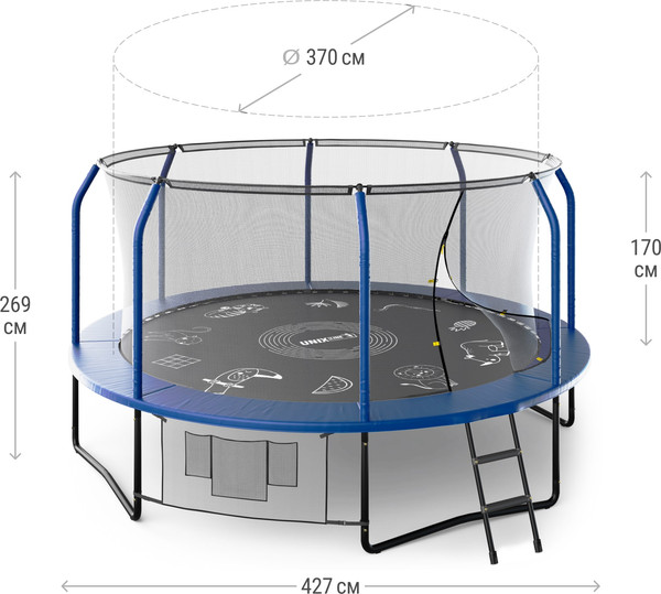 Батут UNIX Line Supreme Game 14ft / trusug14bl (синий)- фото3