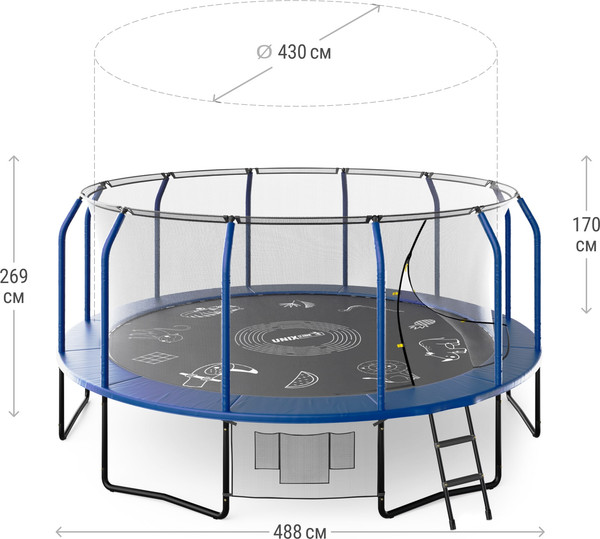Батут UNIX Line Supreme Game 16ft / trusug16bl (синий)- фото3