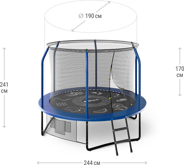 Батут UNIX Line Supreme Game 8ft / trusug8bl (синий)- фото3
