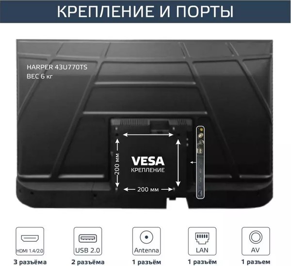 Телевизор Harper 43 ''/ 43U770TS- фото3