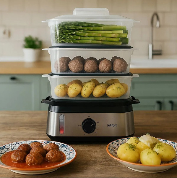 Пароварка стационарная Kitfort КТ-9897- фото2, картинка2 Пароварка стационарная Kitfort КТ-9897- фото2