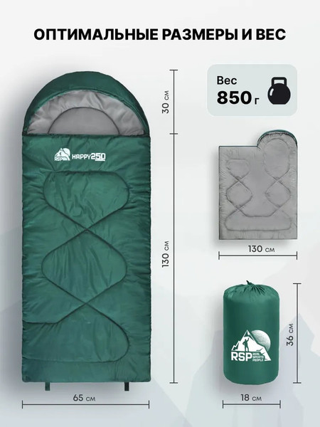 Спальный мешок RSP Outdoor Happy 250 / SBC-HAP-250-GN-R- фото3