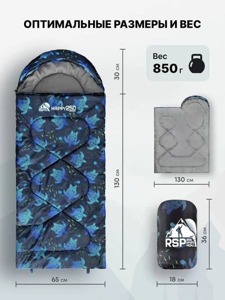 Спальный мешок RSP Outdoor Happy 250 / SBC-HAP-250-PRTURT-L- фото3