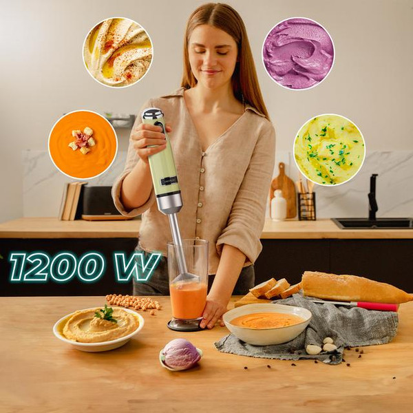 Блендер погружной Cecotec Power RetroGreen 1200MAX Cream&Crush / 3946- фото6, картинка6 Блендер погружной Cecotec Power RetroGreen 1200MAX Cream&Crush / 3946- фото6