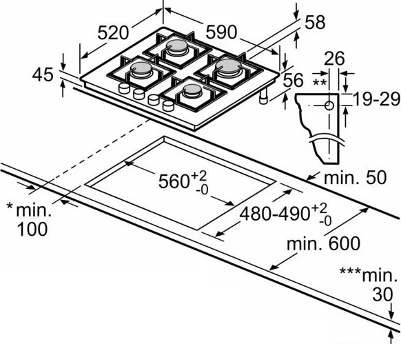 Газовая варочная панель Bosch PPH6A6I10- фото4