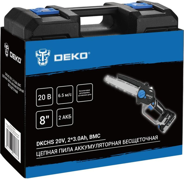 Пила цепная аккумуляторная Deko DKCHS 20V / 085-2011- фото6