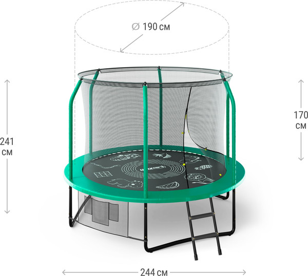 Батут UNIX Line Supreme Game 8ft / trusug8gr (зеленый)- фото3