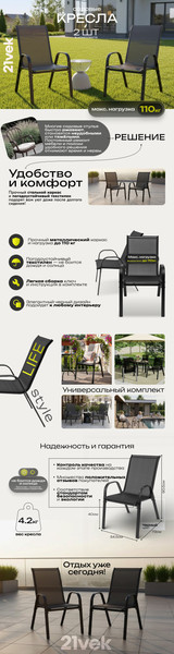 Комплект кресел садовых Sundays Garden WSED0905001- фото10