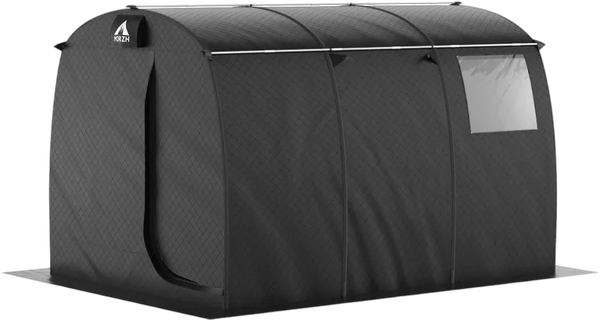 Палатка-баня MORZH Max с полом, печью и баком для воды (черный)- фото9