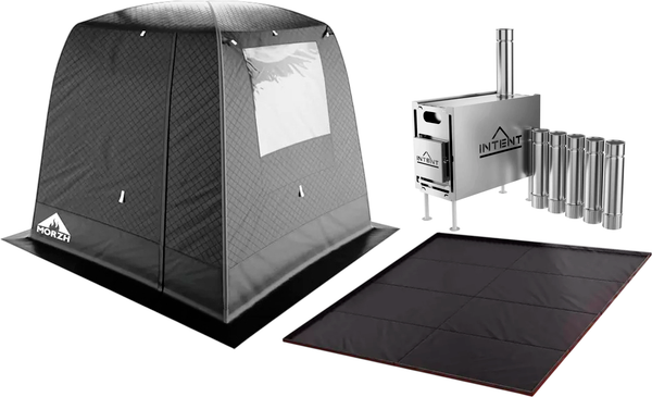 Палатка-баня MORZH 1 окно с полом и печью (черный)- фото