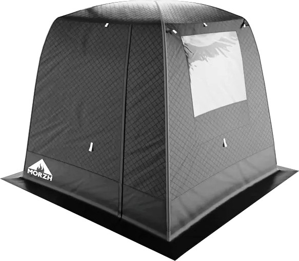Палатка-баня MORZH 1 окно с полом и печью (черный)- фото2