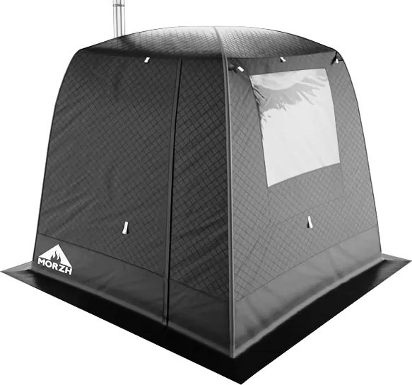 Палатка-баня MORZH 1 окно с полом и печью (черный)- фото3