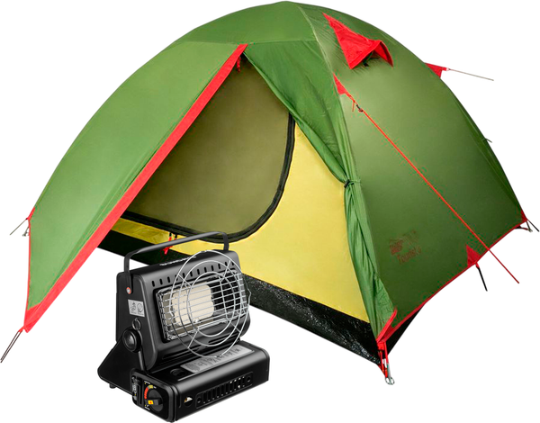 Палатка Tramp Lite Tourist 2 / TLT-004 с обогревателем газовым ZT-202-D (черный)- фото