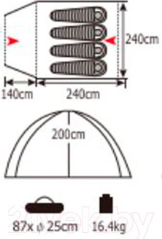 Палатка Coyote Montana-4 / CL-B01-S-4P-Sand с обогревателем газовым ZT-202-D (черный)- фото7