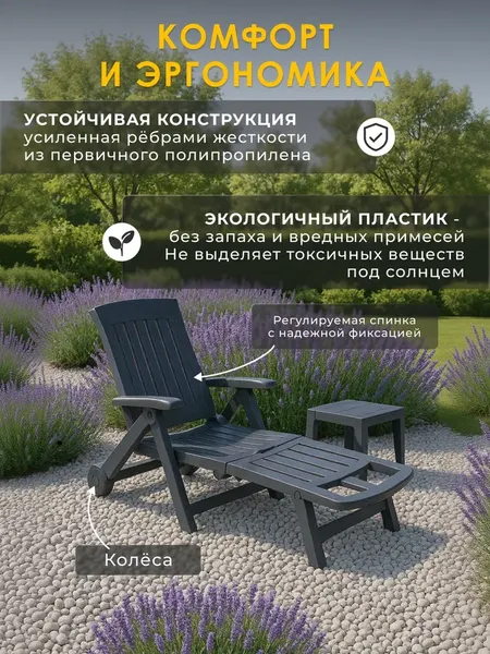 Складной шезлонг Ipae Progarden Zaffiro / ZAF18CAN- фото3