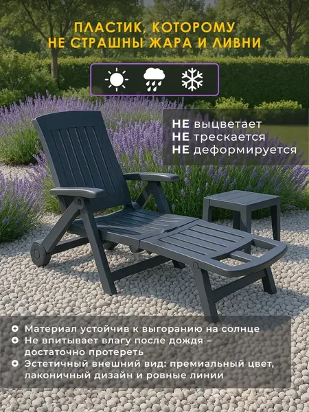 Складной шезлонг Ipae Progarden Zaffiro / ZAF18CAN- фото4