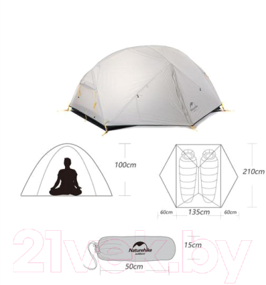 Палатка Naturehike Mongar NH17T007-M 20D / 6927595726051 (зеленый/белый)- фото2