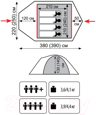 Палатка Tramp Lite Camp 4 / TLT-022- фото2