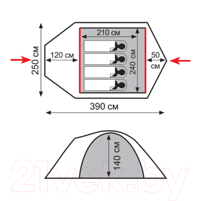 Палатка Tramp Camp 4 V2 / TLT-022s (Sand)- фото2