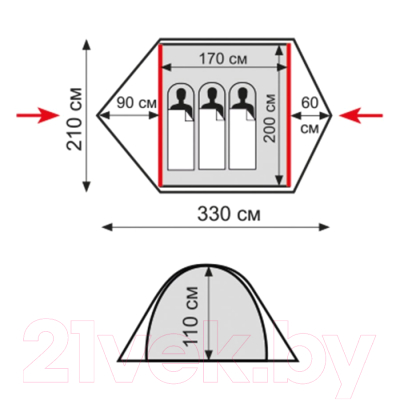 Палатка Tramp Ranger 3 V2 2022 / TRT-126- фото2