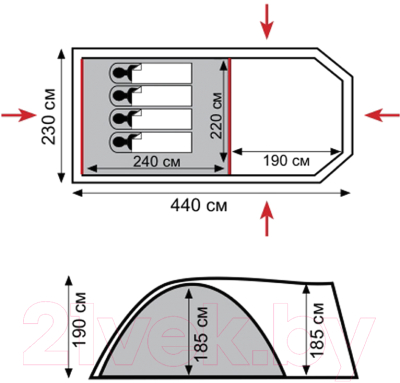 Палатка Tramp Anaconda 4 V2 / TRT-78- фото3